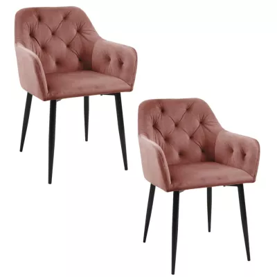 Set 2x jedálenská čalúnená stolička ZIBURA - staroružový / čierny
