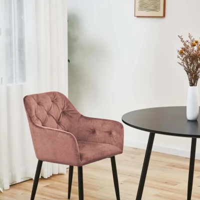 Set 2x jedálenská čalúnená stolička ZIBURA - staroružový / čierny