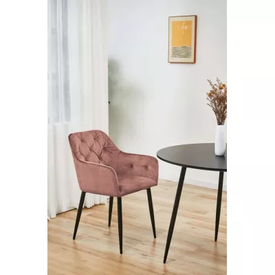 Set 2x jedálenská čalúnená stolička ZIBURA - staroružový / čierny