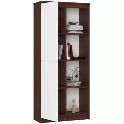 Policový regál s dvierkami VALESTRA - wenge / biely
