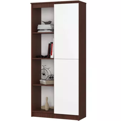 Policový regál s dvierkami VALESTRA - wenge / biely