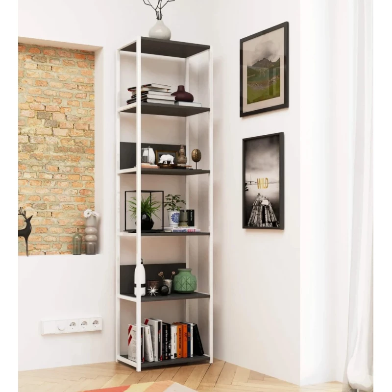 Kovový policový regál 50 cm TOMIRAN - biely / šedý