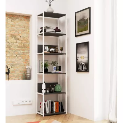 Kovový policový regál 50 cm TOMIRAN - biely / šedý