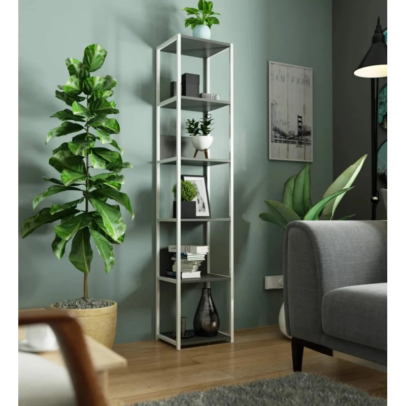Kovový policový regál 40 cm TOMIRAN - biely / šedý