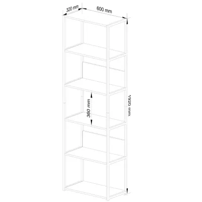 Kovový policový regál 60 cm TOMIRAN - biely / šedý