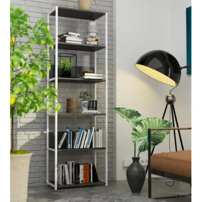 Kovový policový regál 60 cm TOMIRAN - biely / šedý
