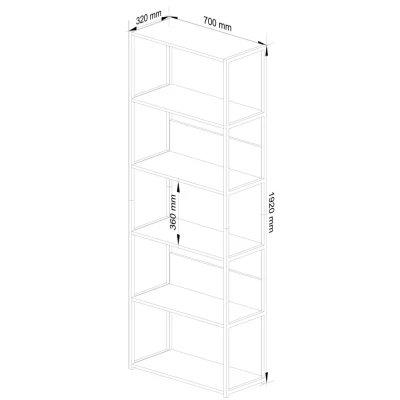 Kovový policový regál 70 cm TOMIRAN - biely