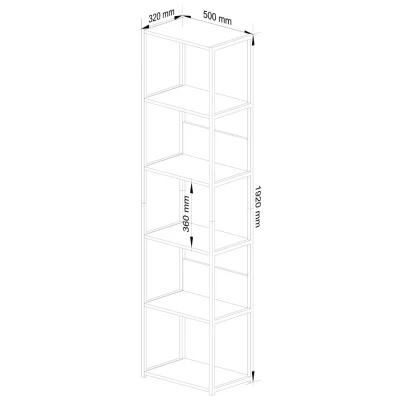 Kovový policový regál 50 cm DERIVAL - čierny