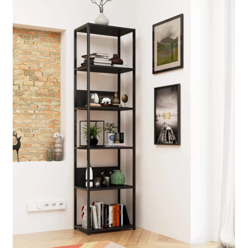 Kovový policový regál 50 cm DERIVAL - čierny