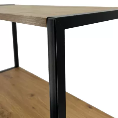 Kovový policový regál 60 cm DERIVAL - čierny / dub artisan