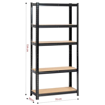 Kovový regál do domácnosti 70 cm QARIAN - čierny