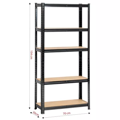Kovový regál do domácnosti 70 cm QARIAN - čierny