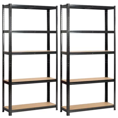 Set kovových regálov do domácnosti 90 cm QARIAN - čierny