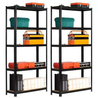Set kovových regálov do domácnosti 90 cm QARIAN - čierny