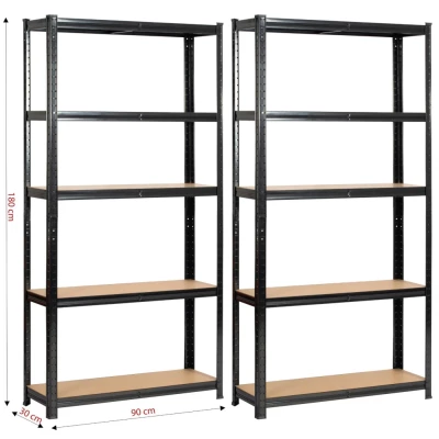 Set kovových regálov do domácnosti 90 cm QARIAN - čierny