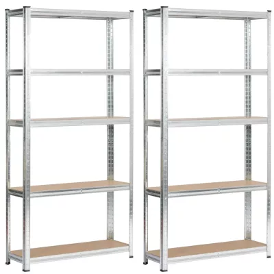 Set kovových regálov do domácnosti 90 cm QARIAN - strieborný