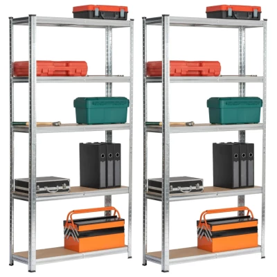 Set kovových regálov do domácnosti 90 cm QARIAN - strieborný
