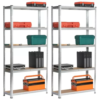 Set kovových regálov do domácnosti 90 cm QARIAN - strieborný