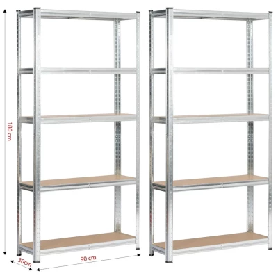 Set kovových regálov do domácnosti 90 cm QARIAN - strieborný