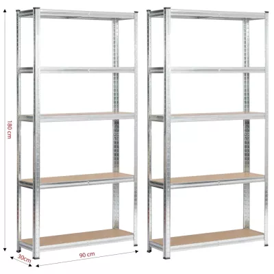 Set kovových regálov do domácnosti 90 cm QARIAN - strieborný