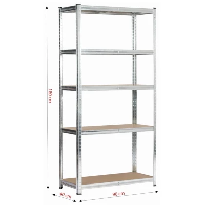 Kovový regál 90 cm QARIAN - strieborný