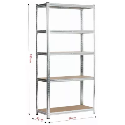 Kovový regál 90 cm QARIAN - strieborný