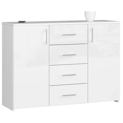 Kombinovaná komoda SAVRILA - biela / biela lesklá