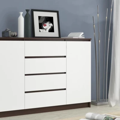 Veľká kombinovaná komoda SAVRILA - wenge/biela