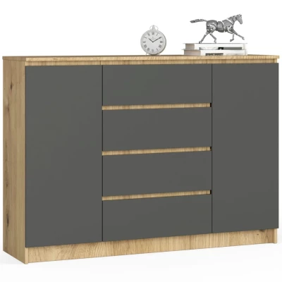 Veľká kombinovaná komoda SAVRILA - dub artisan / šedá