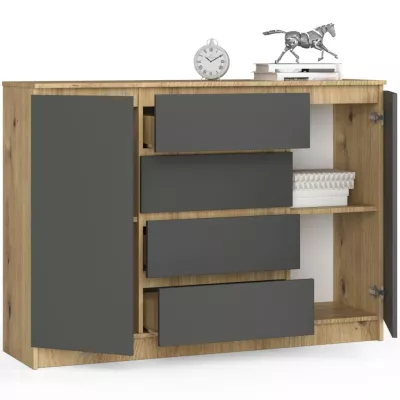Veľká kombinovaná komoda SAVRILA - dub artisan / šedá