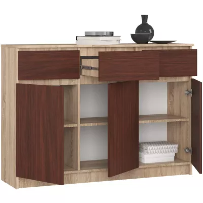 Komoda so šuplíkmi a dvierkami SAVRILA - dub sonoma / wenge