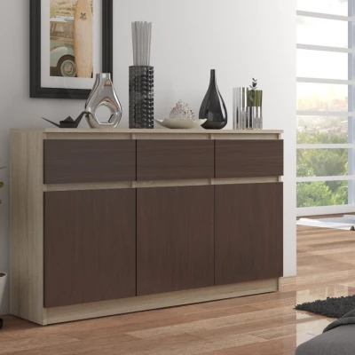 Komoda so šuplíkmi a dvierkami SAVRILA - dub sonoma / wenge
