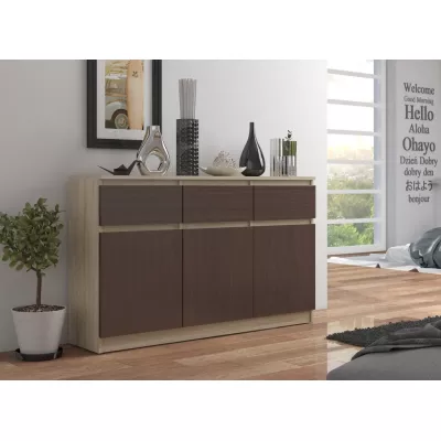 Komoda so šuplíkmi a dvierkami SAVRILA - dub sonoma / wenge