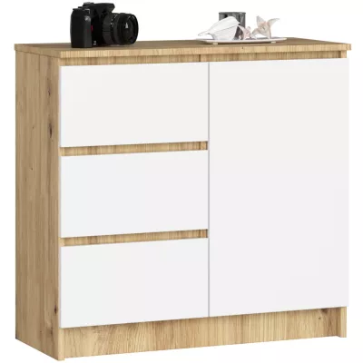 Komoda so šuplíkmi a dvierkami CIELA - dub artisan / biela