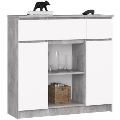 Komoda so šuplíkmi a dvierkami JUNIPER - betón / biela