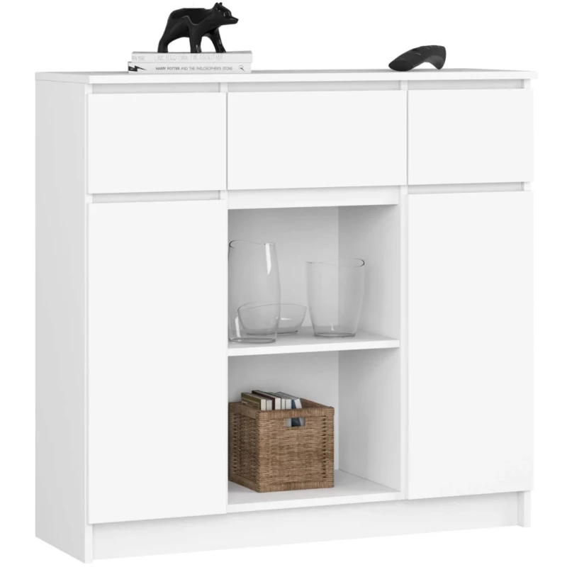 Komoda so šuplíkmi a dvierkami JUNIPER - biela