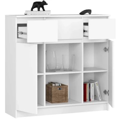 Komoda so šuplíkmi a dvierkami JUNIPER - biela