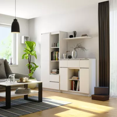 Komoda so šuplíkmi a dvierkami JUNIPER - biela