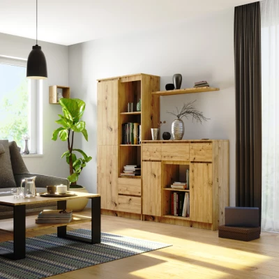 Komoda so šuplíkmi a dvierkami JUNIPER - dub artisan