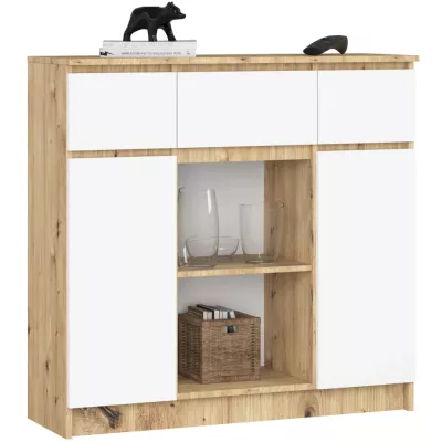 Komoda so šuplíkmi a dvierkami JUNIPER - dub artisan / biela