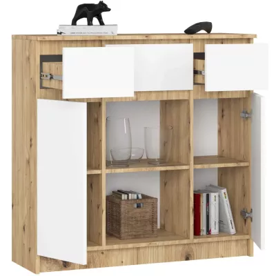 Komoda so šuplíkmi a dvierkami JUNIPER - dub artisan / biela