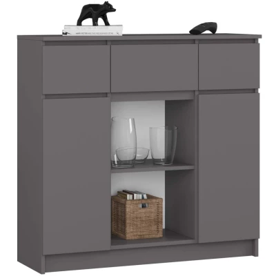Komoda so šuplíkmi a dvierkami JUNIPER - šedá
