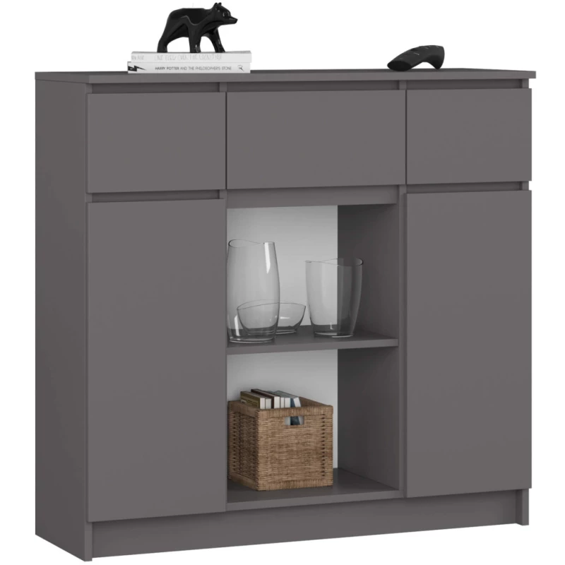 Komoda so šuplíkmi a dvierkami JUNIPER - šedá