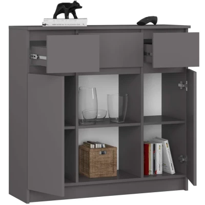 Komoda so šuplíkmi a dvierkami JUNIPER - šedá