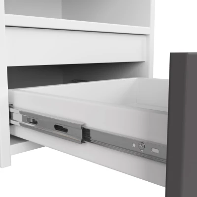 Nočný stolík s poličkou VALESTRA - biely / tmavo šedý