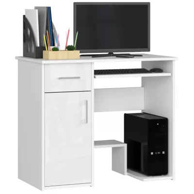 Počítačový stolík OMRELIS - biely / biely lesklý