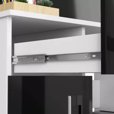 Počítačový stolík OMRELIS - biely / čierny lesklý