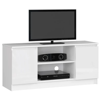 TV stolík YMARIN - biely / biely lesklý