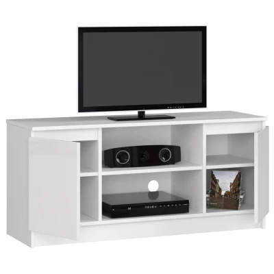 TV stolík YMARIN - biely / biely lesklý