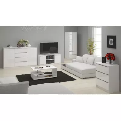 TV stolík YMARIN - biely / biely lesklý
